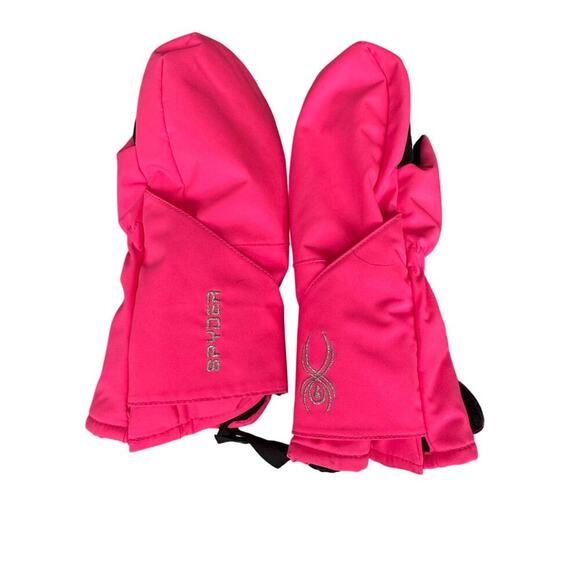 SPYDER HOT PINK GIRLS MITTENS, size large, Velcro, high wrist - Picture 1 of 5